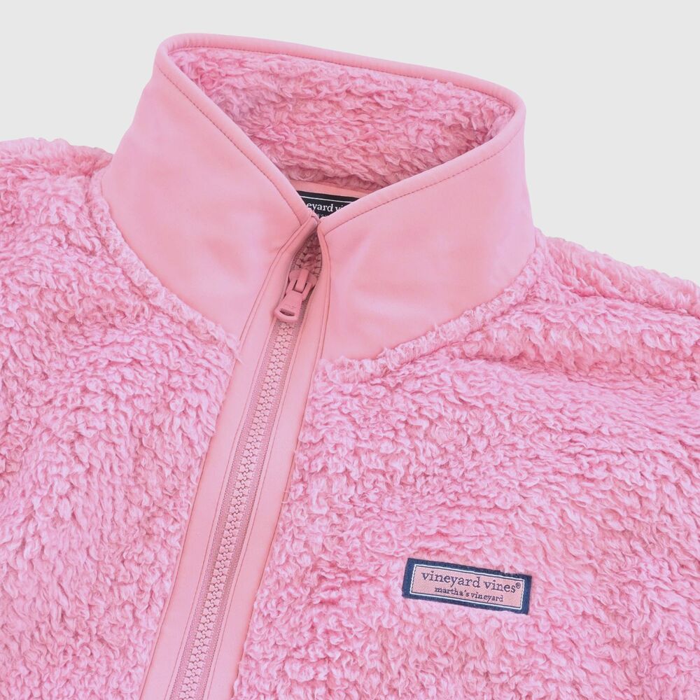 Vineyard Vines Sweatshirt Women M High Pile Teddy Pullover 1/2 Zip Sherpa Fleece